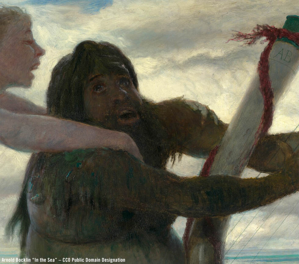 In the Sea - detail - Arnold Bocklin painting 1883