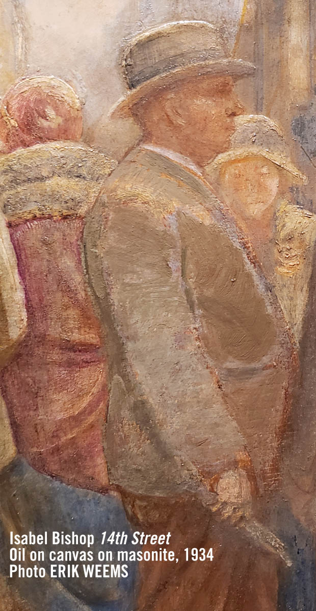 14th Street oil painting by isabel Bishop - detail