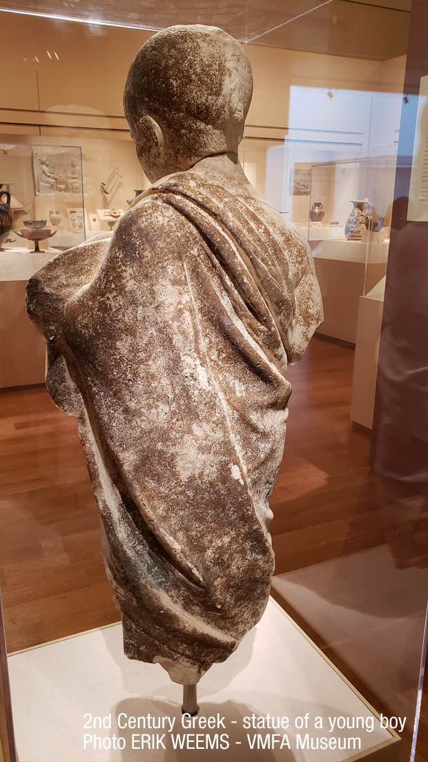 Back view of statue Statue of a Young Boy - 2nd Century Greek