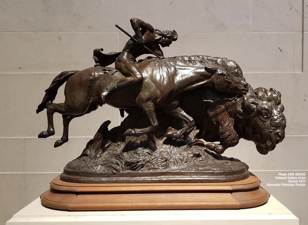 Profile view - Alexander Philmister Proctor bronze 1917 - Buffalo Hunter