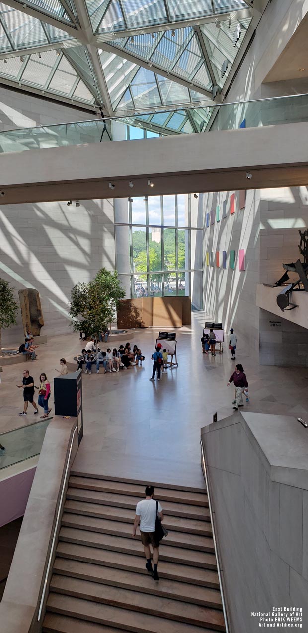 Stairs and tourists at the East Building at the National Gallery of Art